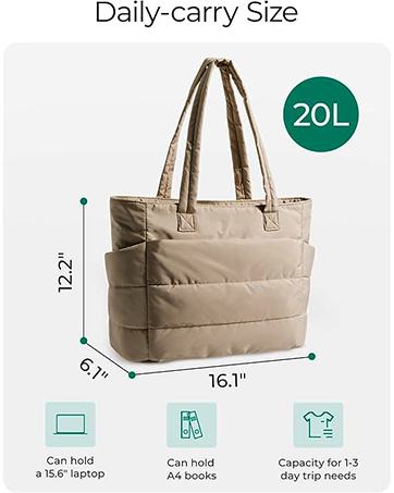 Tote Bag for Woman | Lightweight Puffy Shoulder Handbag with Multi Compartment | Travel, Office, Gym & Daily Use | Durable Taslan Fabric 36 hobo bag for women big size