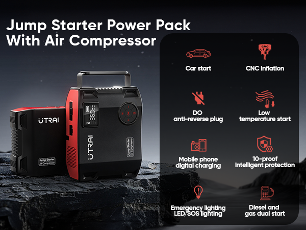 Amazon.com: UTRAI Jump Starter with Air Compressor, 6000A