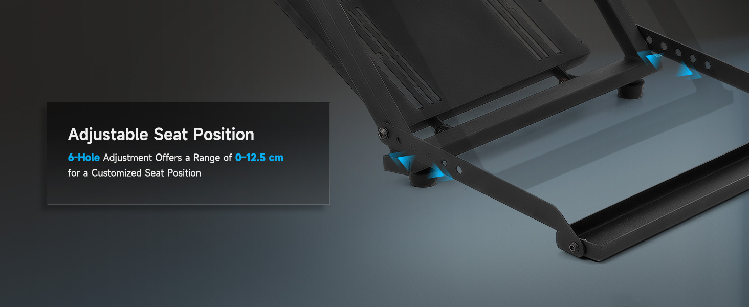 the back of the table is a black metal structure with a blue light on it.