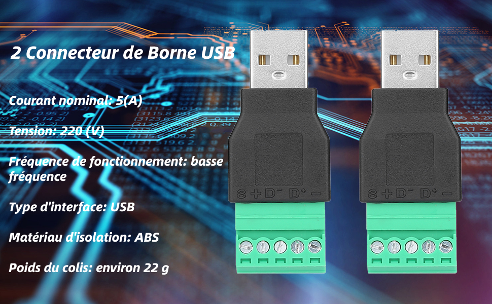 USB Interface Adapter DC Screw Terminal Plug Connector 5 Pin Screw