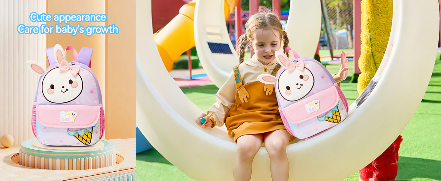 Reqinqin 3D Little White Rabbit Toddler Backpack