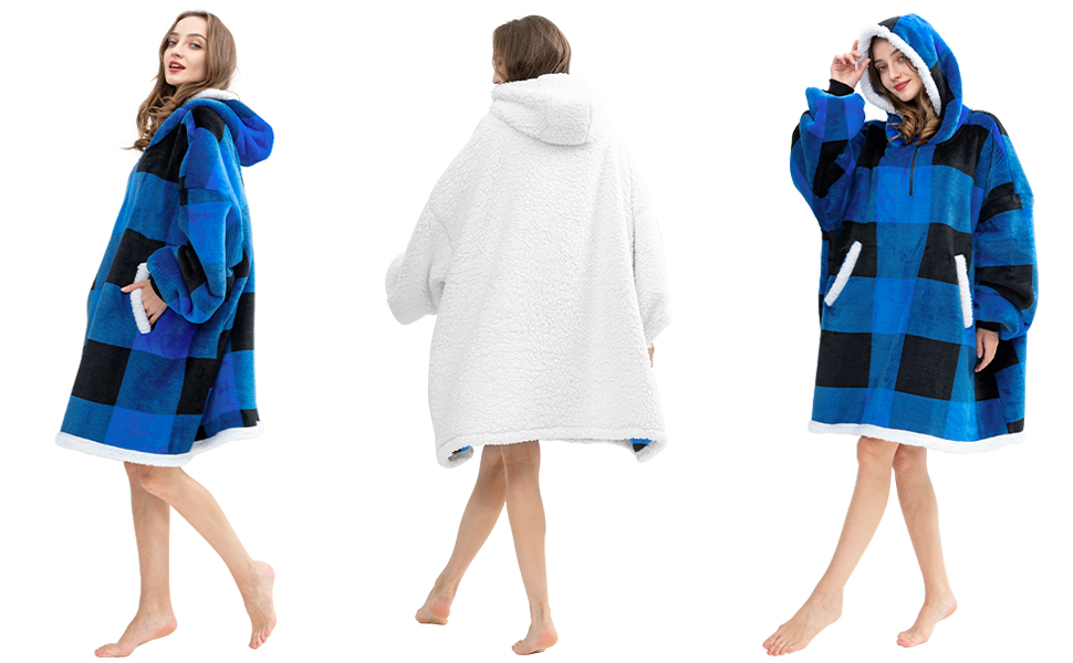HBlife Oversized Wearable Blanket Hoodie for Adult, Thick Sherpa