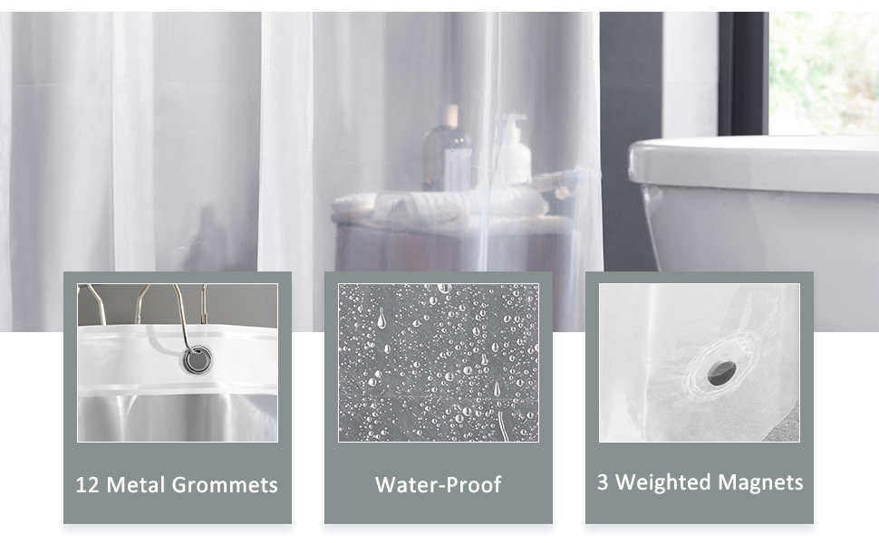 LOVTEX 2 Pack 8G Heavy Duty Clear Shower Curtain Liner 72