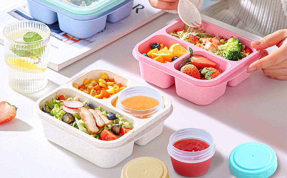 Salad Dressing To Go Containers Sauce Cups With Leakproof Lids, For Lunch Boxes, Picnics and Travel