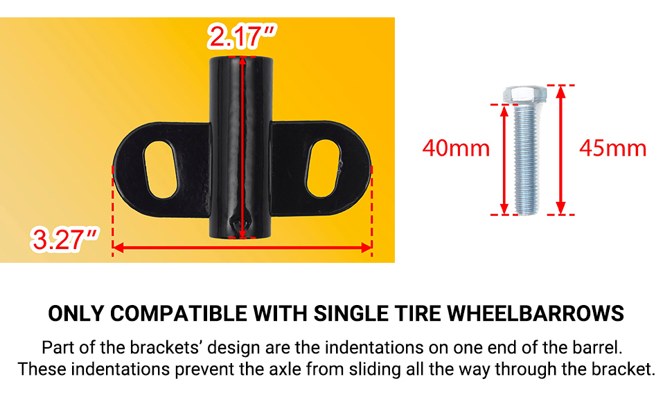 Juego de soportes para eje de carretilla Compatible con 5/8 Ejes de carretilla en pulgadas