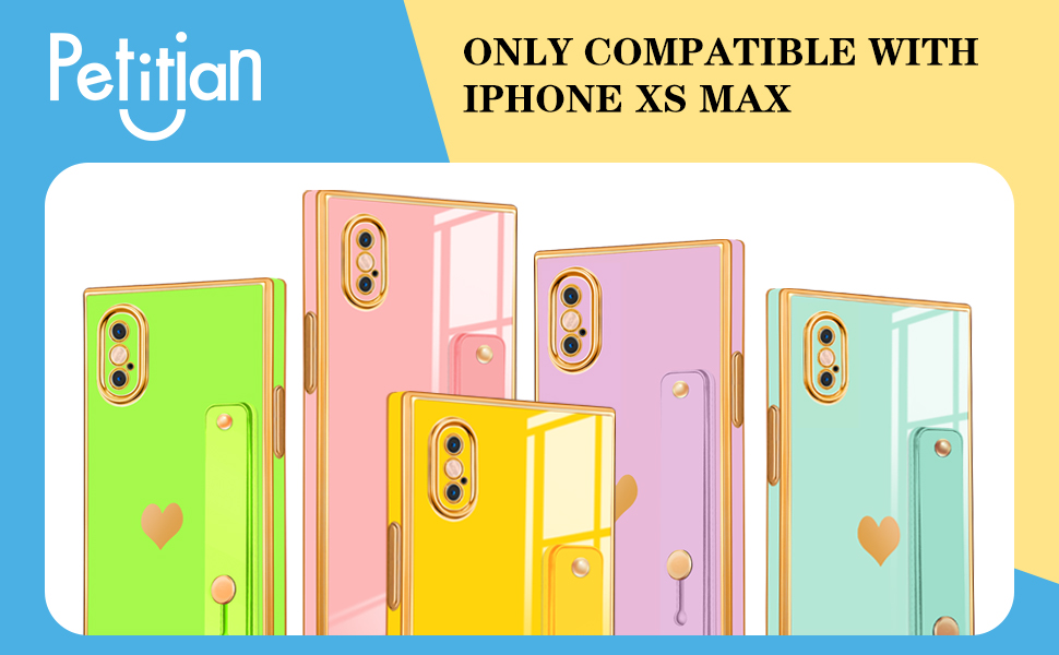 Petitian for iPhone Xs Max Square Case with Loopy Stand