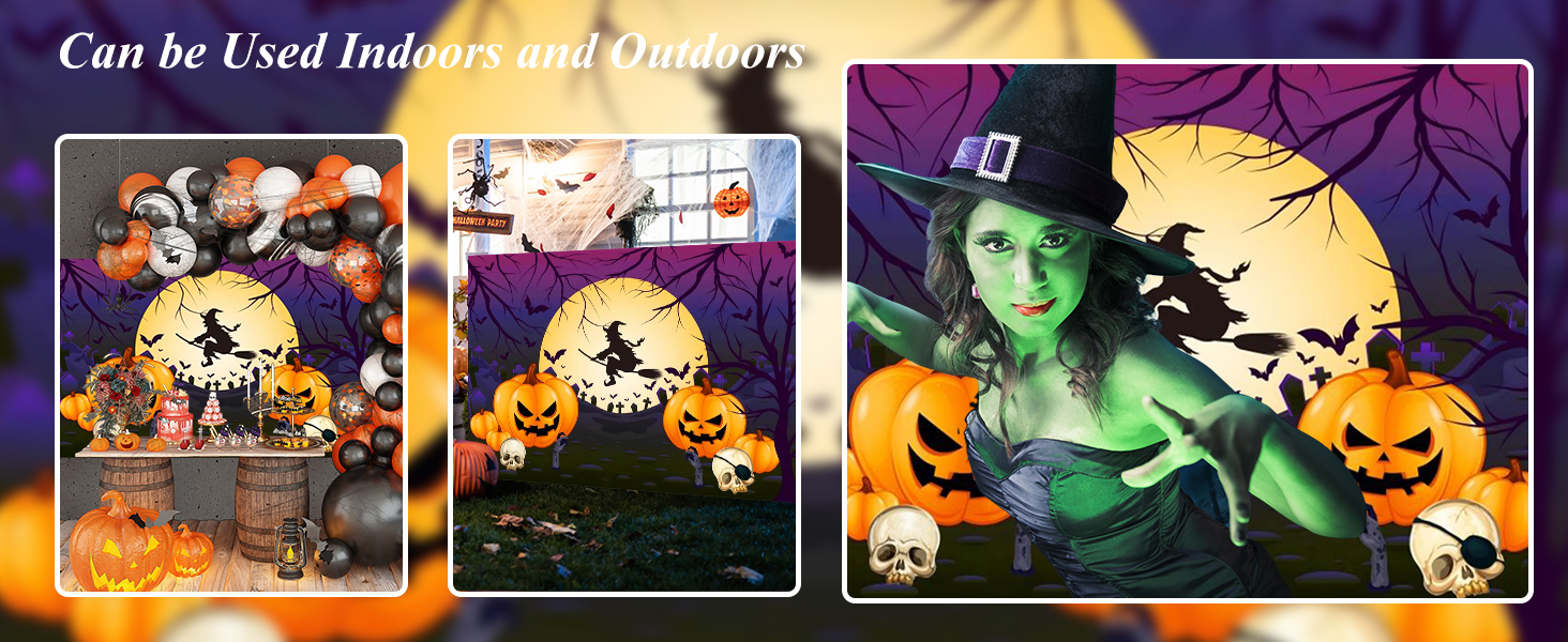 7X5FT Halloween Backdrop, Orange Full Moon Pumpkin