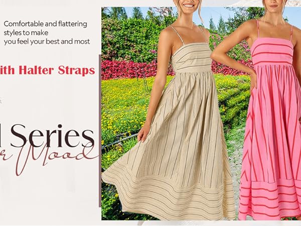 Herlipto】Striped Sleeveless Long Dress her lip to striped