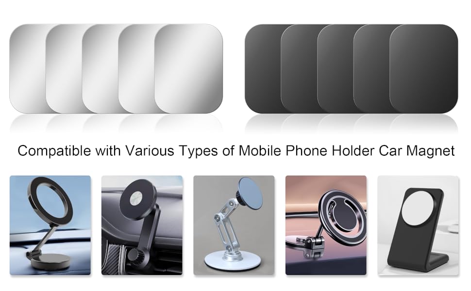 Bewudy Zelfklevende Metalen Plaatjes Voor Magnetische Houders - 10 Stuks, 40mm - Zwart & Zilver