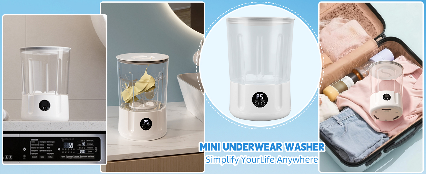 Portable Mini Washing Machine, 2L Underwear Washer 4000mAh Compact Deep Cleans Underwear, Baby Clothes, Lightweight Washing Machine for Apartment, Dorm, Hotel, Travel, Camping 10 mini washer for underwear washing machine small travel washer hand washing clothes