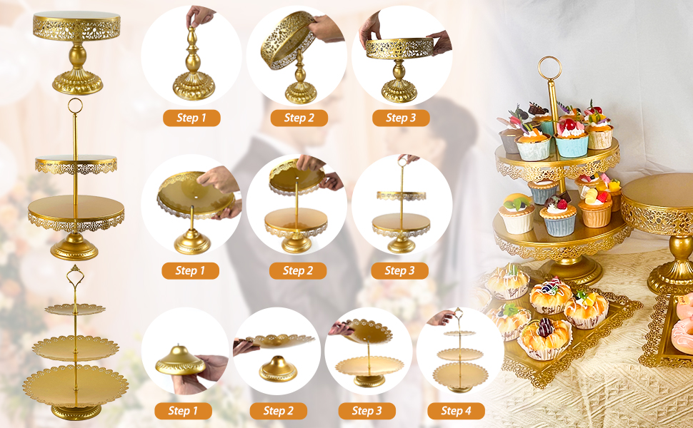 Gold Cake Stand Set7 Pcs Gold Cupcake StandGold Dessert