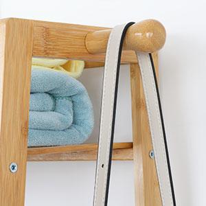 bamboo garment rack with 2 side hooks for bag hat