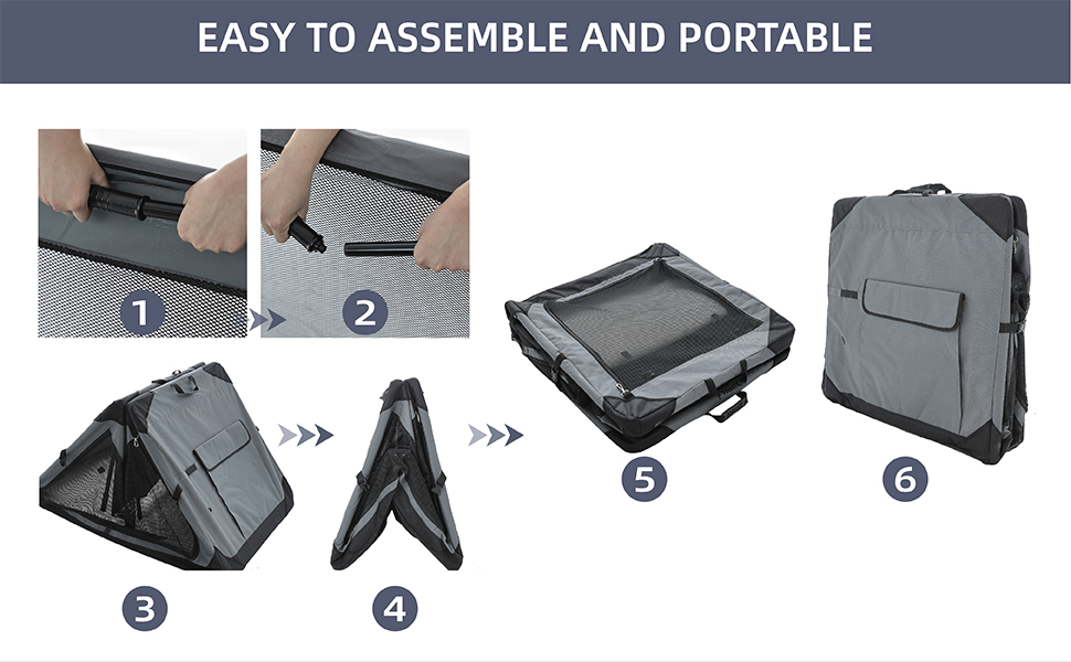 Pettycare 42 Inch Collapsible Dog Crate for Medium Dogs, 4