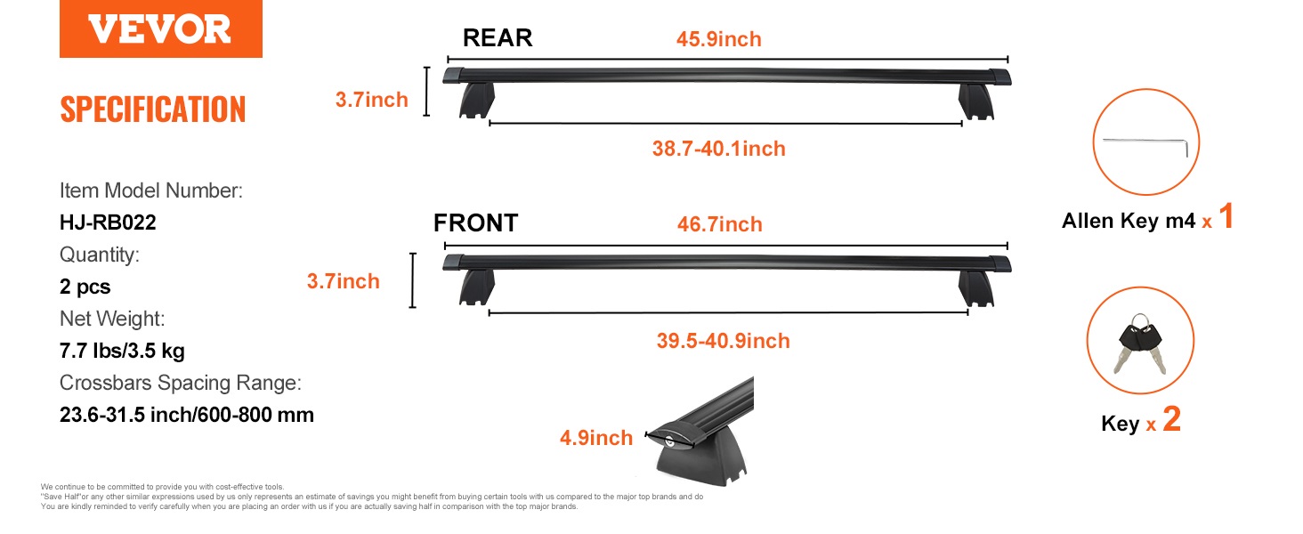 roof rack cross bars