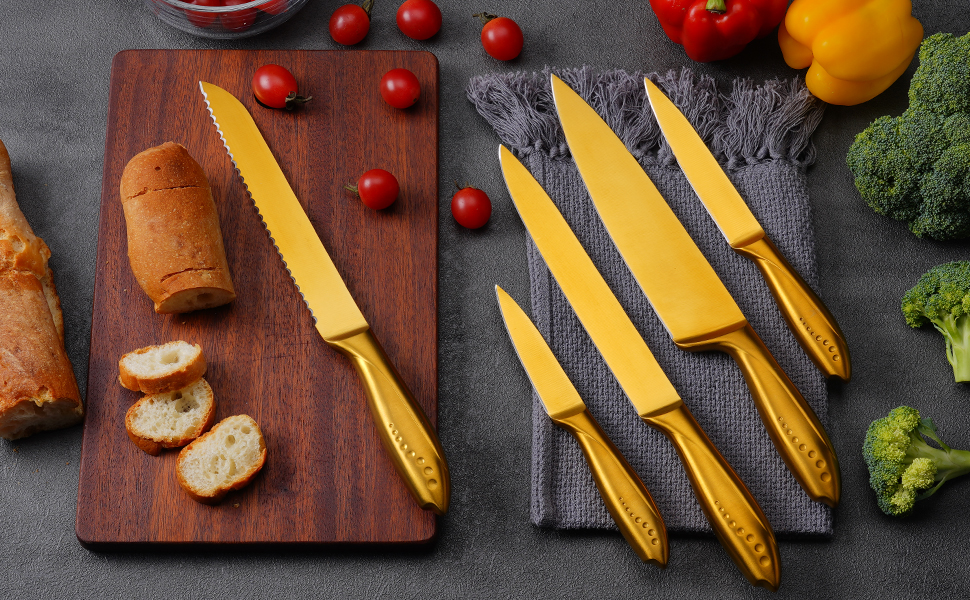 Non-Stick Coating Knives & Acrylic Stand 7 Pcs Set