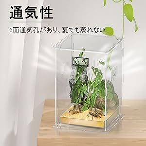 Amazon | トカゲ ケージ 爬虫類 ケージ 飼育ケース 温度湿度計