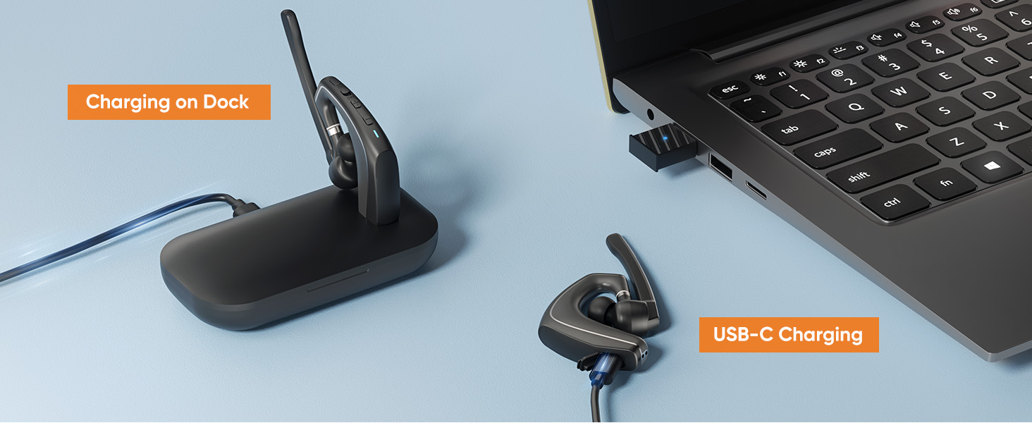 Herloreen Bluetooth Headset with Noise Cancelling