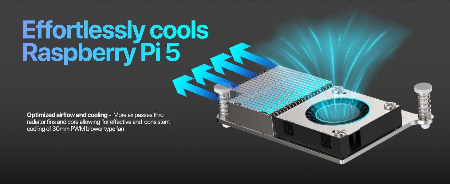 Efforlessly cools Raspberry Pi 5