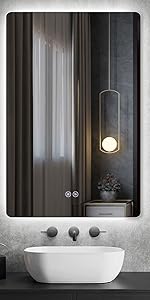 LEDミラー浴室鏡壁掛け洗面鏡 曇り止めかがみバスルームお風呂ミラー