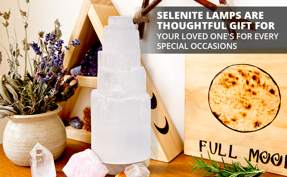 Selenite crystal lamp