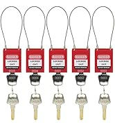 Lockout Tagout Safety Padlock Set Steel Cable Shackle with Keys Stainless Steel Cable Locks,5 Red...