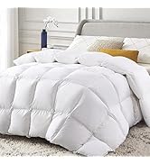 subrtex Goose Feather Down Comforter Queen Size Duvet Insert Bedding Quilted Down Soft with Cotto...