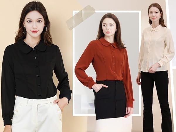 Amazon | [Allegra K] ブラウス レディース 長袖 シフオン