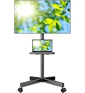 PERLESMITH Mobile TV Cart for 23-60 Inch LCD LED Flat Panel Screen TV Max VESA 400x400 Tilting Po...