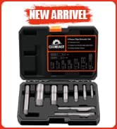 Heavy Duty Pipe Extractor Set, 9pc Size-Marked Broken Pipe Extractors for 1/8