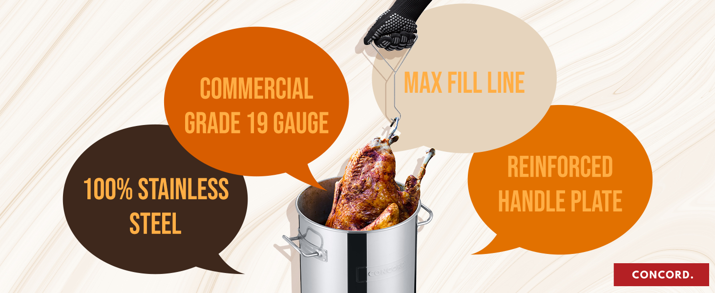 CONCORD Heavy Duty Stainless Steel Turkey Fryer Kit with