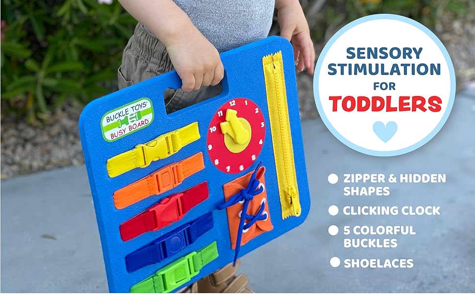 Buckle Toys Busy Board Montessori Learning Toy for