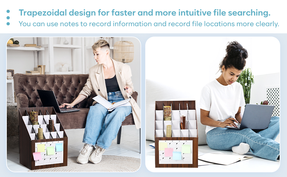 Lincia Roll File Storage Organizer with Sticky Notes