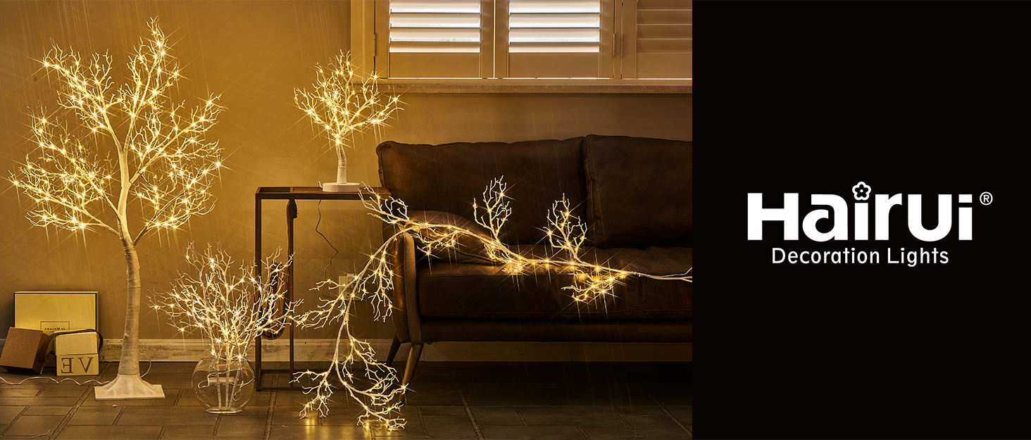 Hairui Lighted White Twig Tree with Fairy Lights 4FT 150