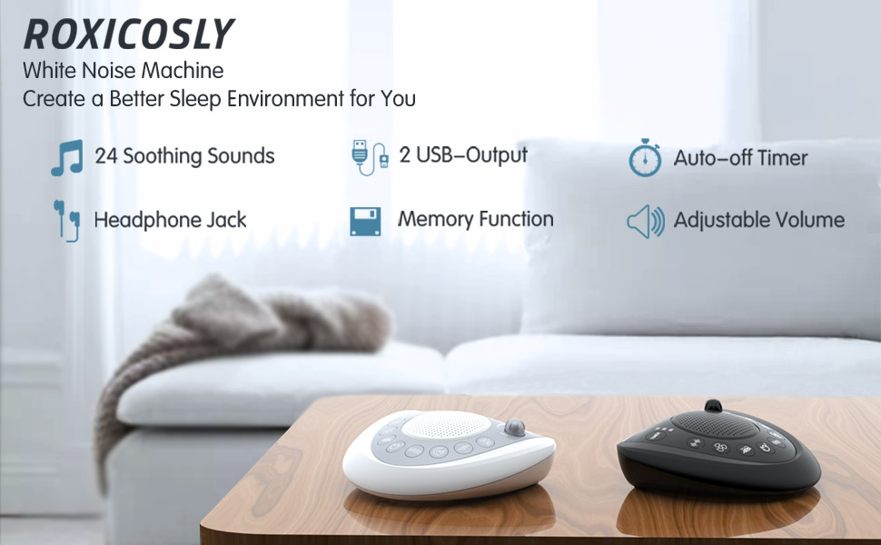 Sound Machine, White Noise Machine for Sleeping Adults Baby Kids, Portable Sound