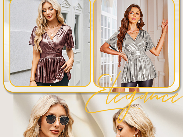 Amazon.com: SEXYCHRM Glitter Peplum Tops For Womens