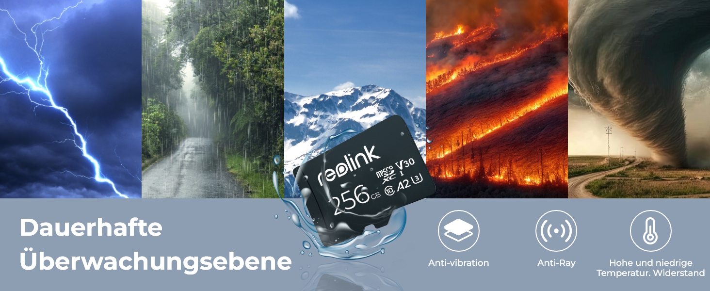 Reolink 256GB Micro SD Karte, Klasse 10 A2 U3 MicroSDXCHochgeschwindigkeitsspeicherkarte