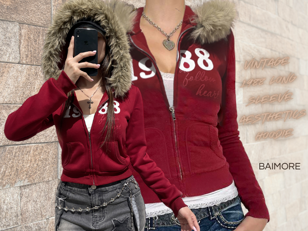 Amazon.com: BAIMORE Women's Y2k Vintage Faux Fur Hood Zip Up