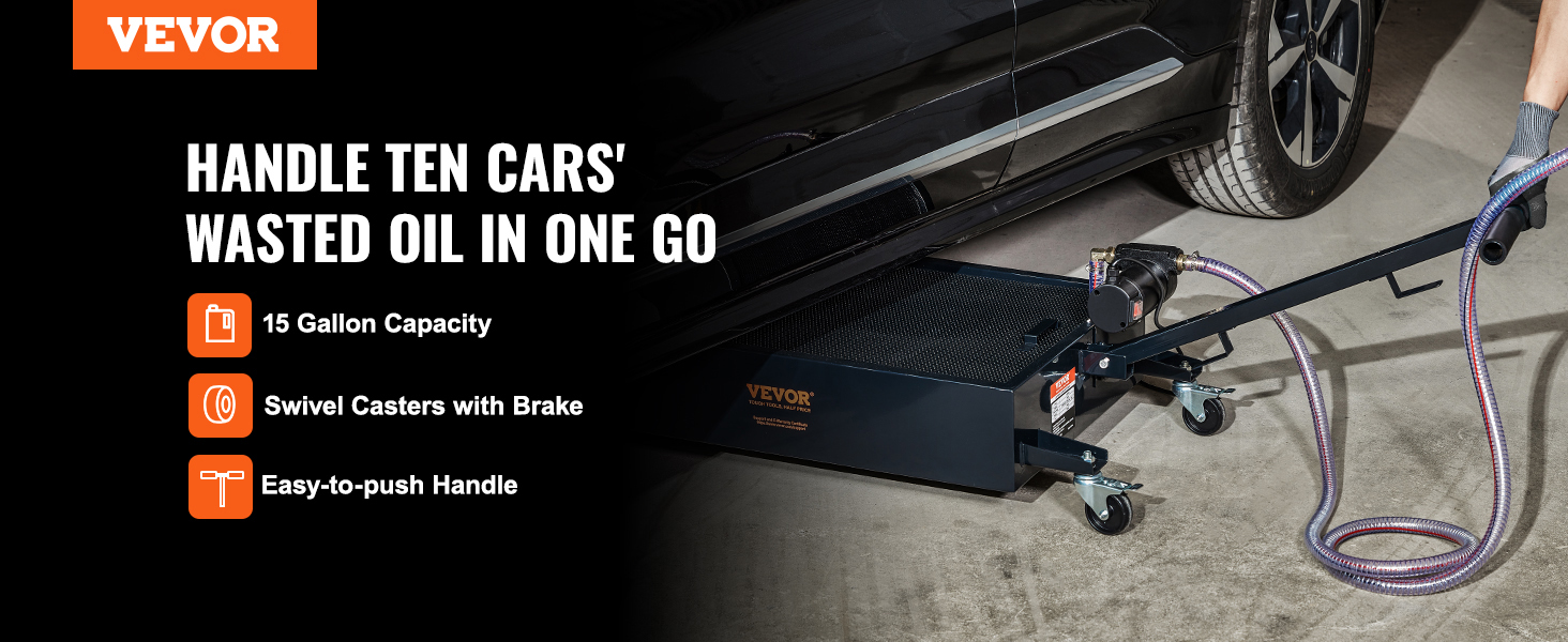 VEVOR Low Profile Oil Drain Pan, 15 Gallon Oil Drain Pan