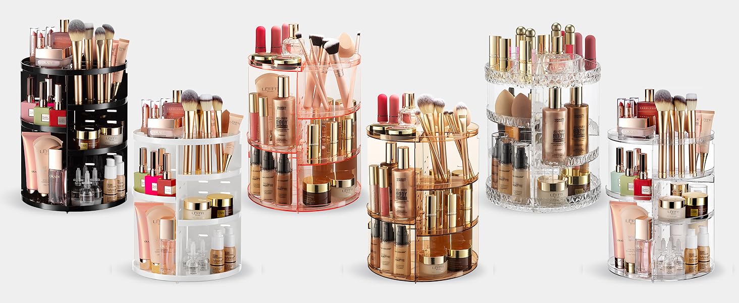 Rotating Makeup Organizer color variety
