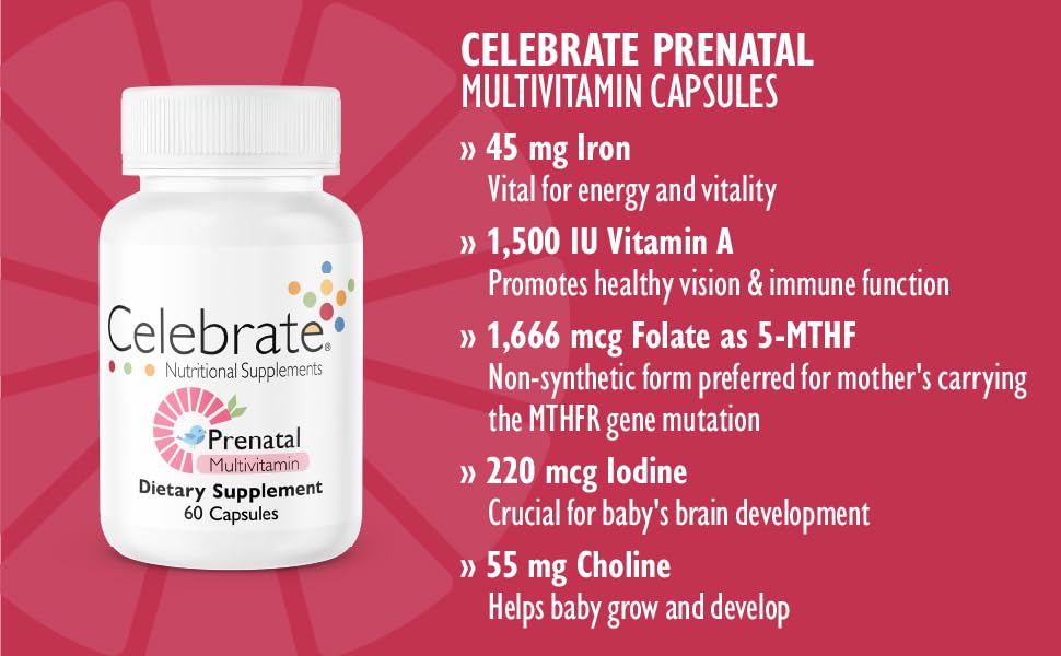 Celebrate Vitamins Prenatal bariatric multivitamin capsules- features