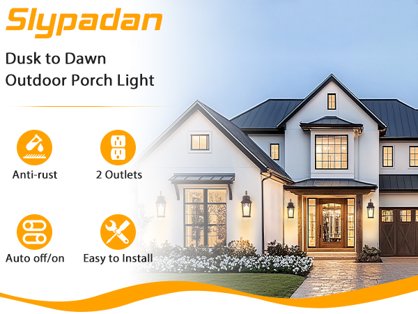 Slypadan Porch Lights with Outlet, 16.5