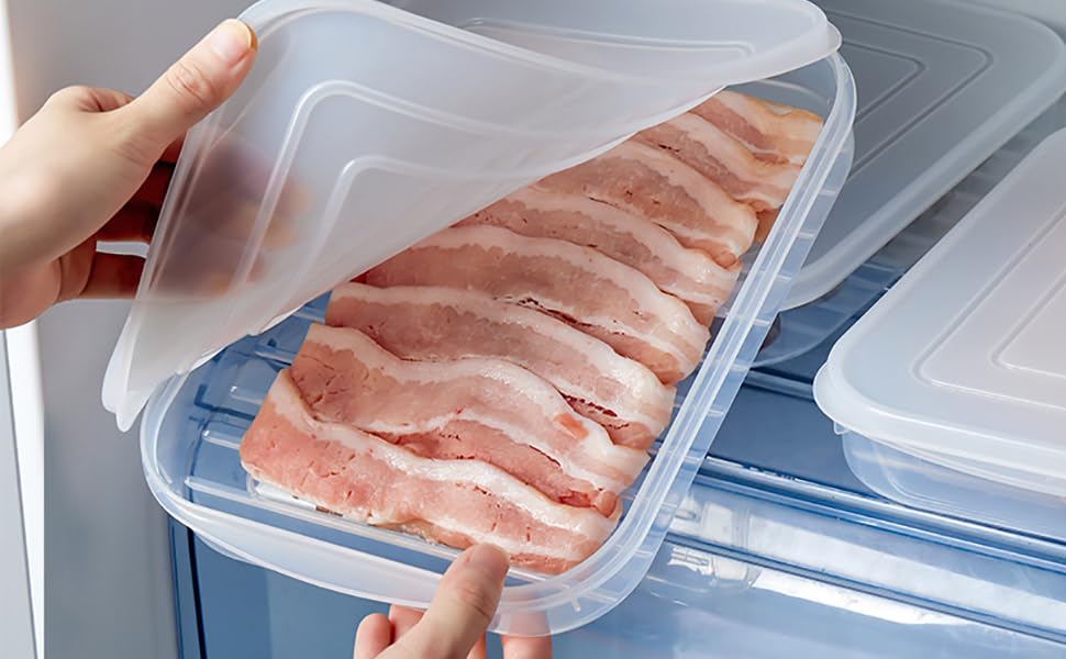 2 PackPlastic Bacon Keeper with Lids Airtight, Deli Meat