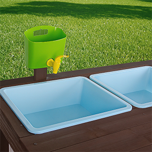 wonkawoo sand table for outdoors with plastic bins and water play