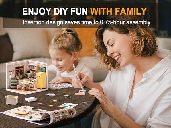 Rowood DIY Miniature Kit Adult Craft- Super Creator- Happy Meals Kitchen