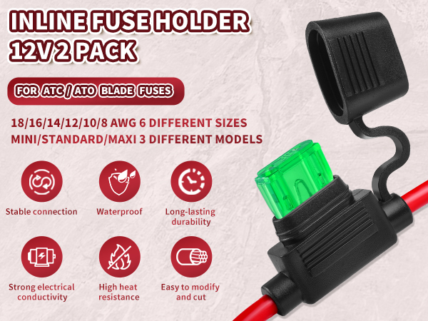 Amazon.com: Inline Fuse Holder 12V 2 Pack, 8 AWG Waterproof