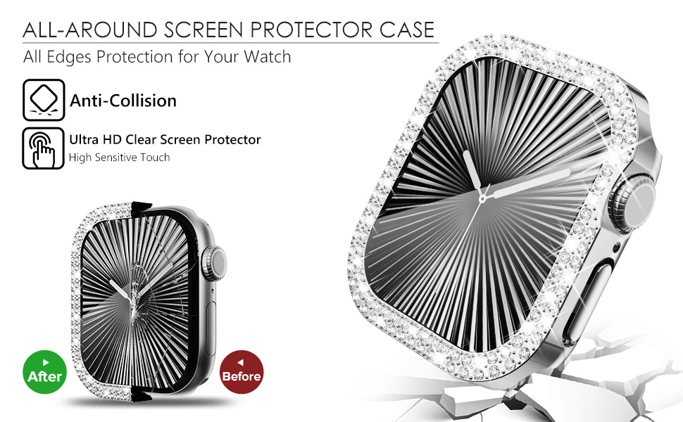 Wingle 2 Pack Bling Case for Apple Watch Series 10 46mm