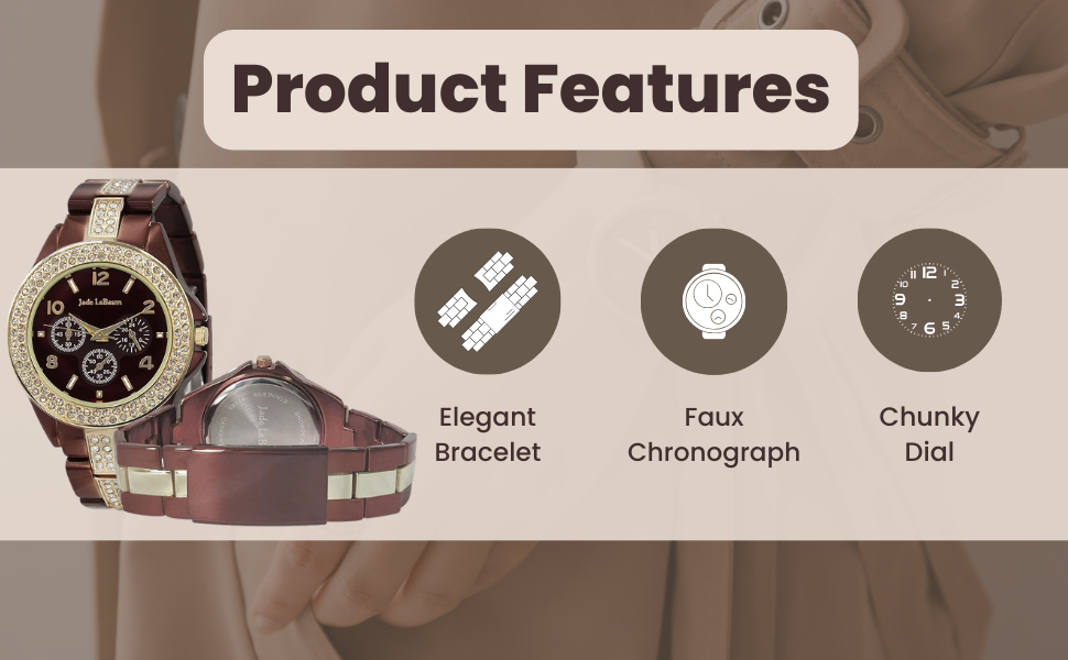 Large Face Womens Watch with Metal Band