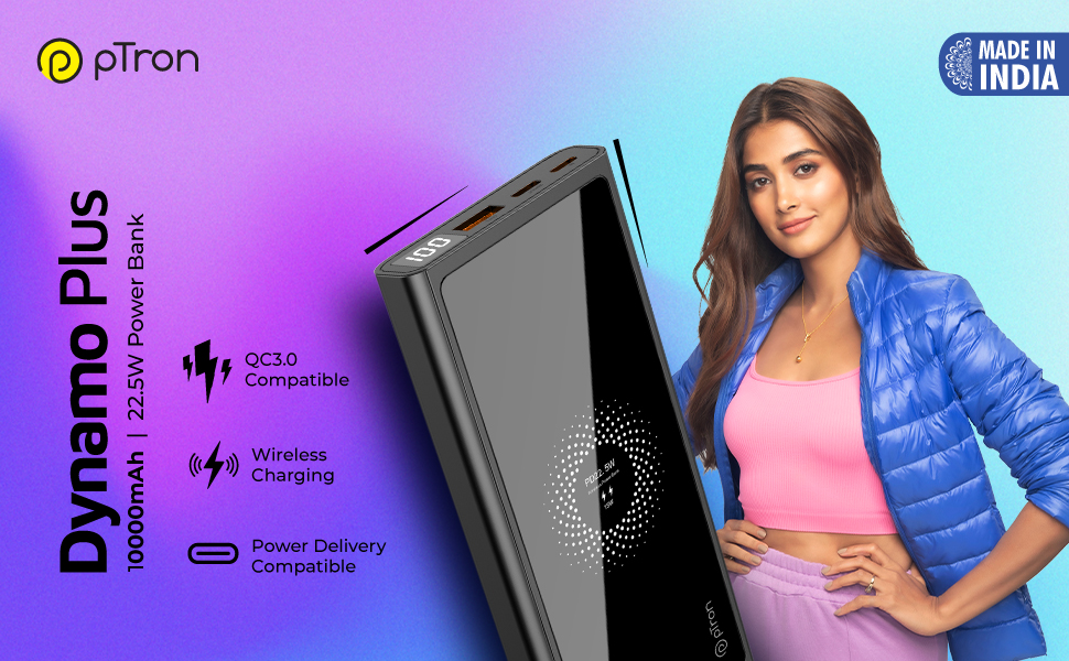 pTron Newly Launched Dynamo Plus 10000mAh 22.5W PD Power Bank, 15W