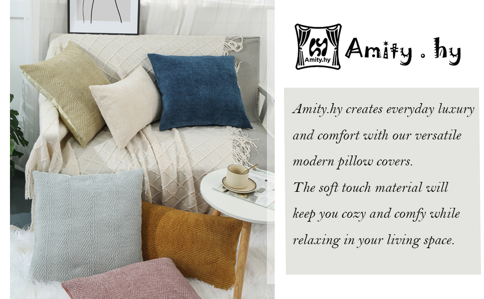 Amity.hy Pack of 2 Throw Pillow Covers Cases for Couch Sofa Home, Cozy