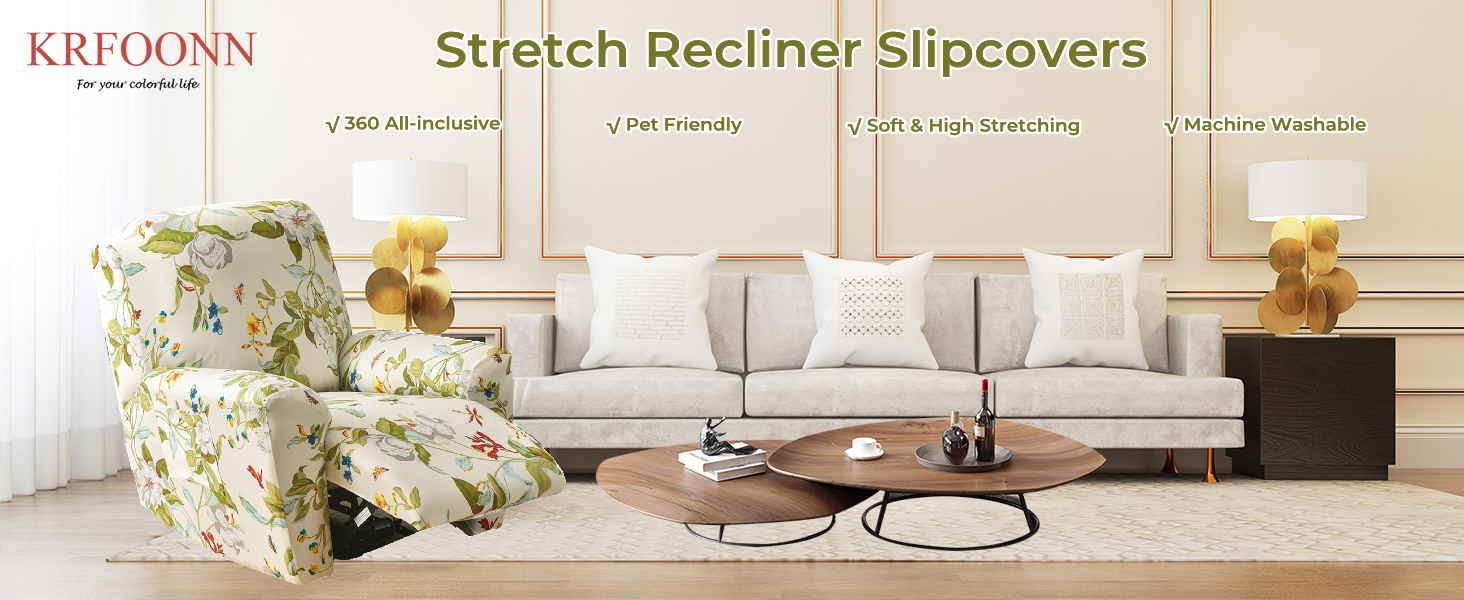 KRFOONN Recliner Slipcovers Printed Stretch Sofa Cover 4
